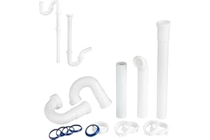 VARIIMAGE Bathroom Sink Drain Kit,1-1/4” Sink Drain Kit for Most Bathroom Sink Drain Repair Kit and Kitchen Sink Drain Kit,1-1/4” P Trap or S Trap Sink Plumbing Kit,Sink Pipe Replacement Kit