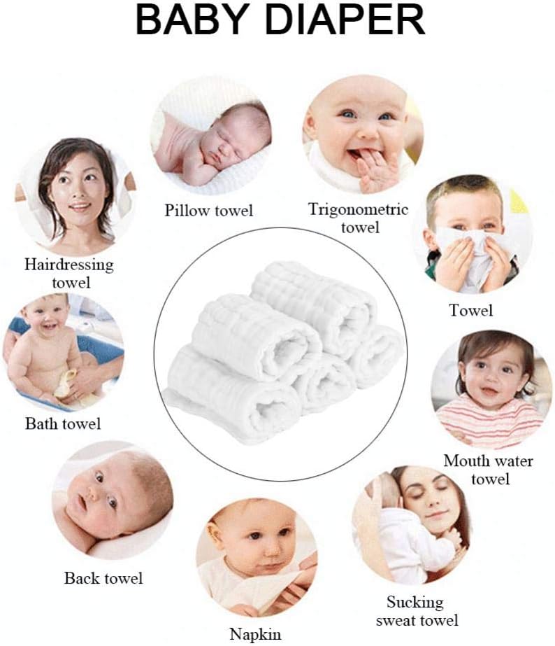 5Pcs/Set Baby Diaper Cotton Gauze Kids Nappy Breathable Lovely Underwear Washable Reusable Diaper Infant Care Product(White) - Image 5