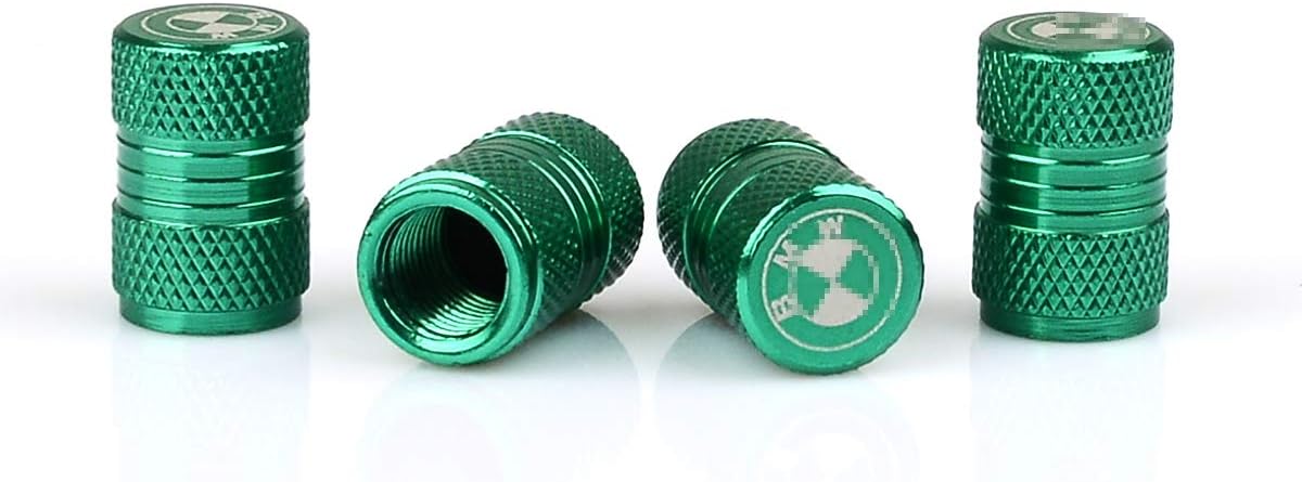 Car Tire Valve Stem Caps - Auto Wheel Tire Cover Bullet Valve Pressure Caps Dust Caps Universal for Cars Bike, SUV, Truck 4PCS (BM W, Green)