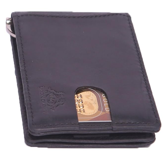 Moon Glory Credit Card Money Clip Genuine Leather Front Pocket Wallets For Men - 