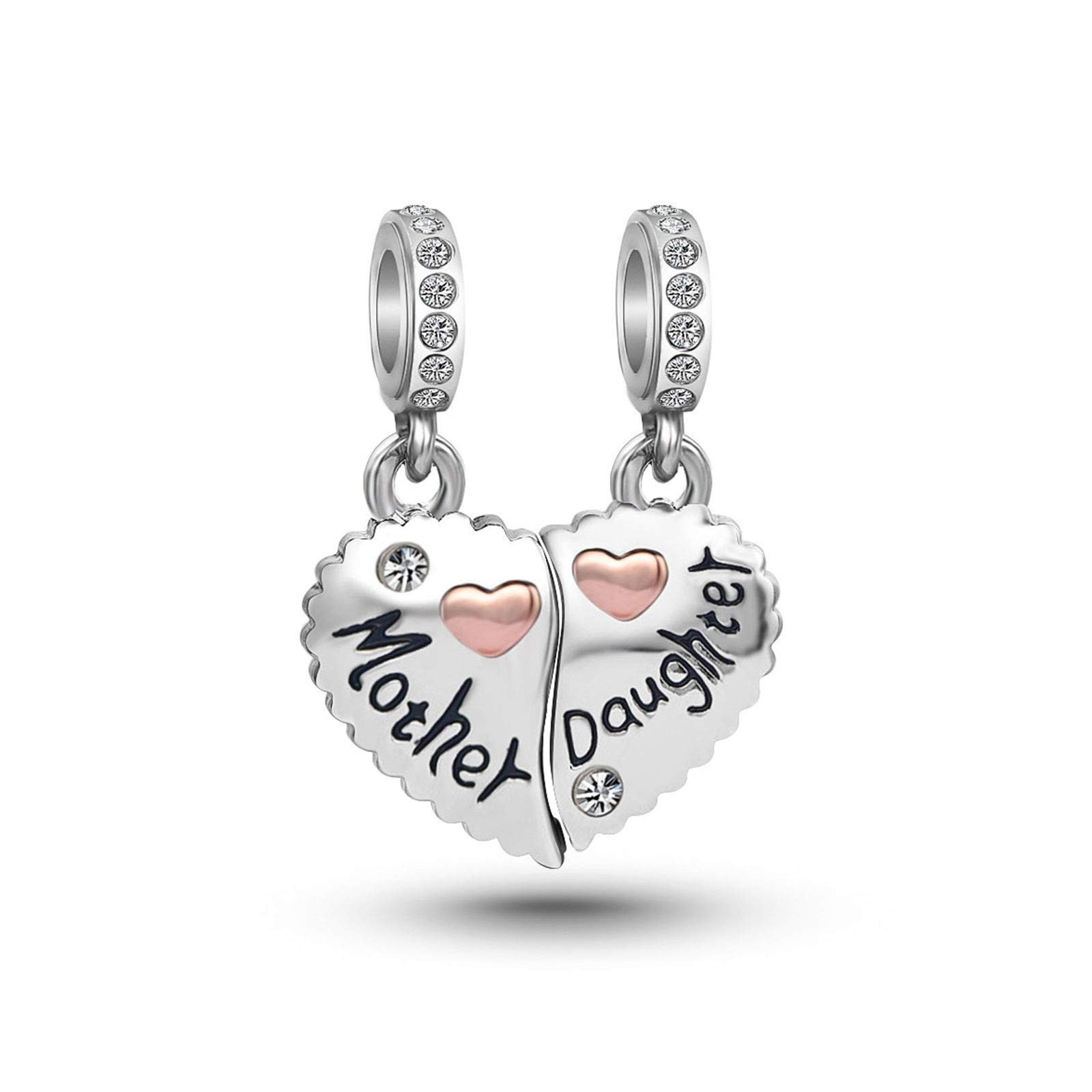 KunBead Jewelry Mother Daughter Dangle Birthday Charms Compatible with Pandora Bracelets Necklaces Mothers Day Gifts for Mum from Daughter