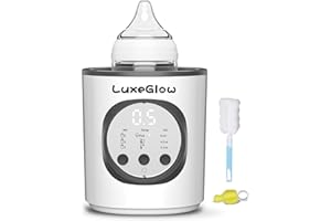 Fast Baby Bottle Warmer for Breastmilk and Formula, Smart Temperature Control to Preserve Fullest Nutrients in Breastmilk, LuxeGlow 10-in-1 Multifunctional for All Bottles Night Feeding Easy