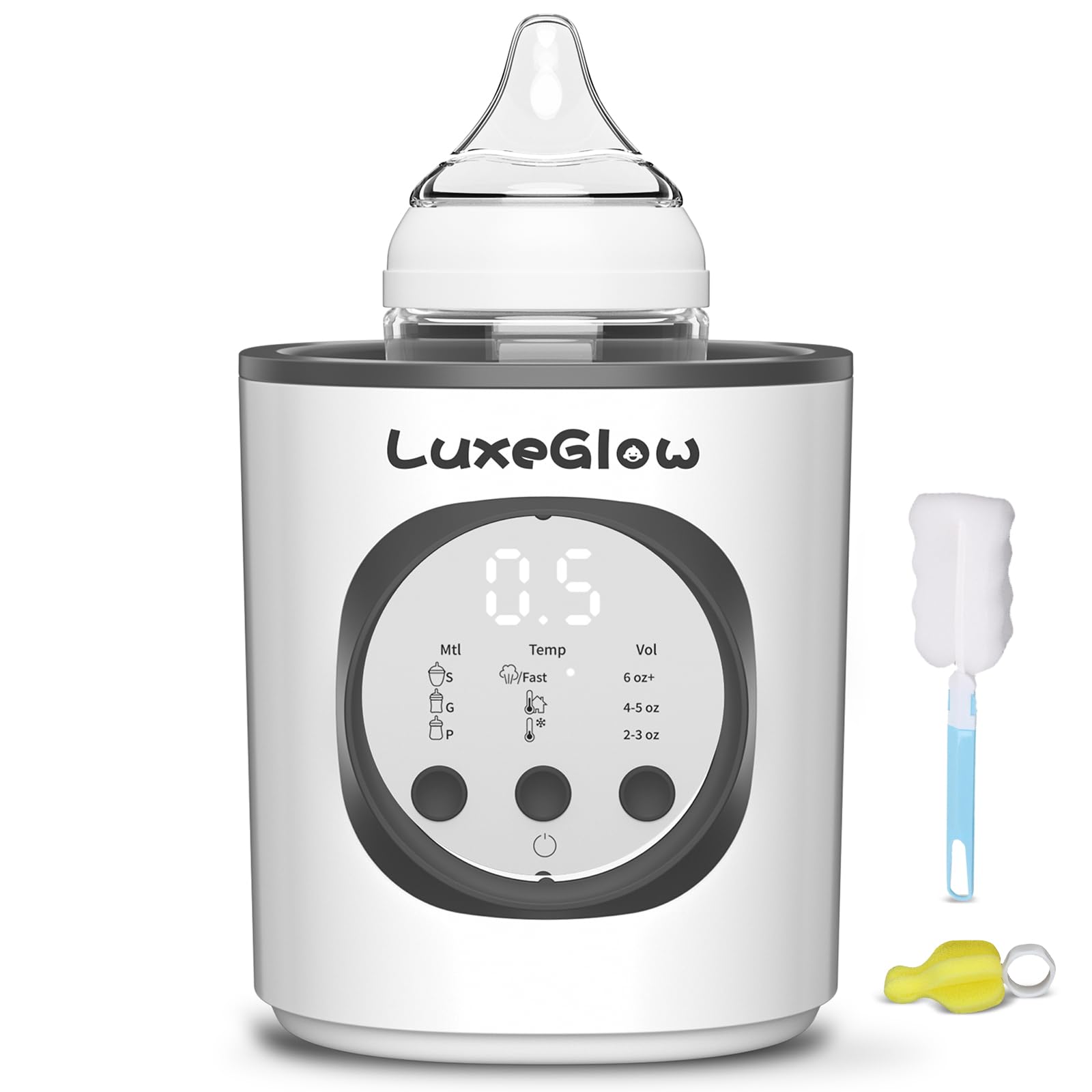 Photo 1 of Fast Baby Bottle Warmer for Breastmilk and Formula, Smart Temperature Control to Preserve Fullest Nutrients in Breastmilk, LuxeGlow 10-in-1 Multifunctional for All Bottles Night Feeding Easy
