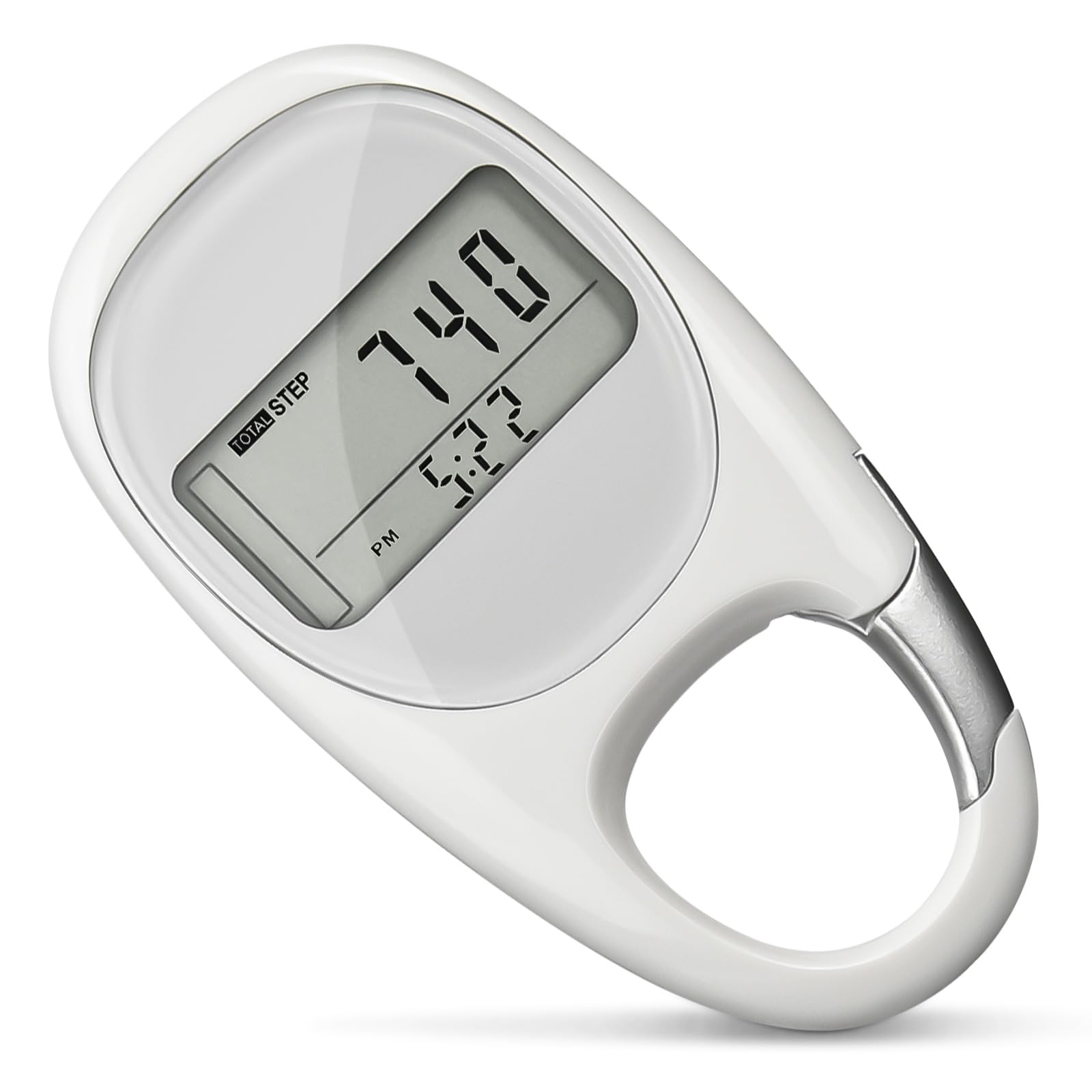 flintronic Pedometer 3D Walking Pedometer, Portable Sports Pedometer Clip On, Track Steps and Miles/Km Calories Burned in Real Time, Pedometer Older /Fitness Men/Women/Elders, White, ^ style 4