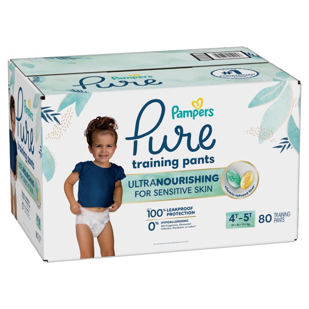 Pampers Pure Protection Training Underwear, Unisex, Size 4T5T, 80 Count, Premium, Hypoallergenic, Soft, Absorbent