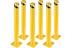 Aysiofdy Safety Bollard Post, 36'' Height Steel Bollards 4-1/2/inch Pipe Diameter Parking Post Barrier with Reflecitive Tape Steel Pipe Bollard Bolt Down Bollards for Crowd Control(36''-6pack)