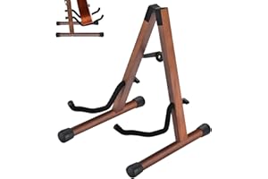 DOMMI Wooden Guitar Stand, Adjustable Acoustic Guitar Stands, A-Frame Electric Guitar Stand Holder Compatible with Electric, Bass Guitar, Foldable Guitar Stands Floor for Easy Storage