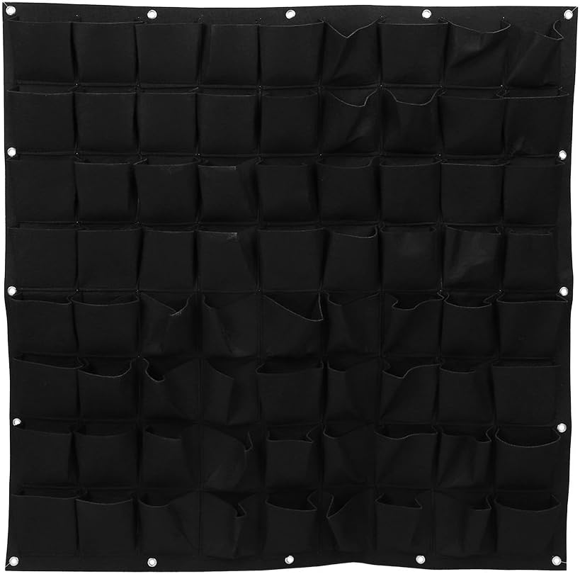 72 Pockets Wall Vertical Flower Hanging Felt Planter Bags Great Addition to Your Outdoor Garden and Patio Areas (Black)
