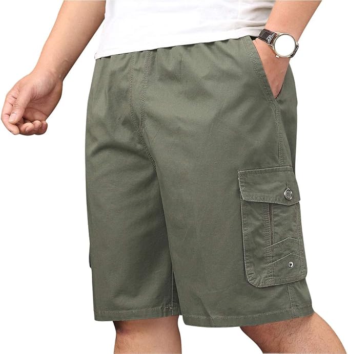 men's elastic drawstring cargo shorts
