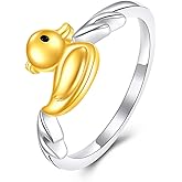 CRMAD Duck Ring for Women Sterling Silver Duck Ring Cute Animal Jewelry Gift for Women