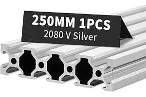 BELLA BAYS 1pc 9.84 inch 250mm 2080 V Slot Aluminum Extrusion Profile European Standard Anodized Silver Extruded Linear Rail Guide Frame for 3D Printer Laser Engraving Machine CNC Workbench DIY