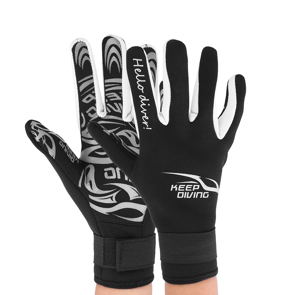 2MM Neoprene Diving Gloves Keep Warm Anti-Slip Scuba Gloves Wetsuit Gloves for Adult Swimming Scuba Snorkeling(XL-black)