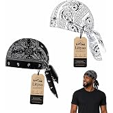 Lityso Bandanas for Men Head Scarf Pirate Skull Caps Running Hat Paisley Cooling Hair Wrap Helmet Liner Headband for Women