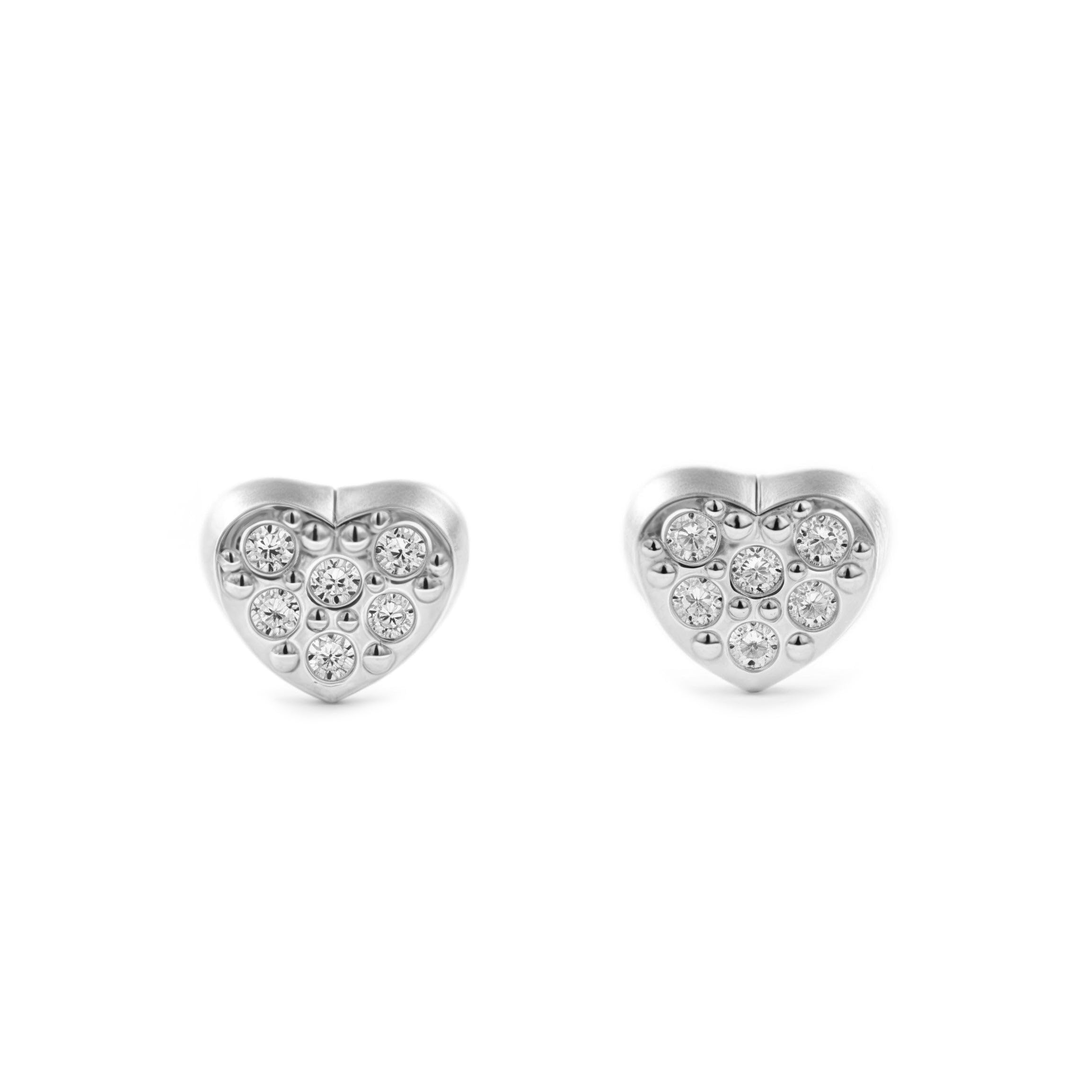 9ct White Gold heart Children's Earrings