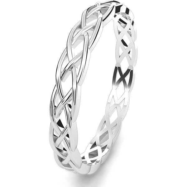925 Sterling Silver Ring Boruo Celtic Knot Heart Cross High Polish Tarnish Resistant Eternity Wedding Band Stackable Ring