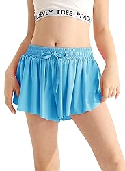 Girls Summer Lake Blue Flowy Athletic Shorts with