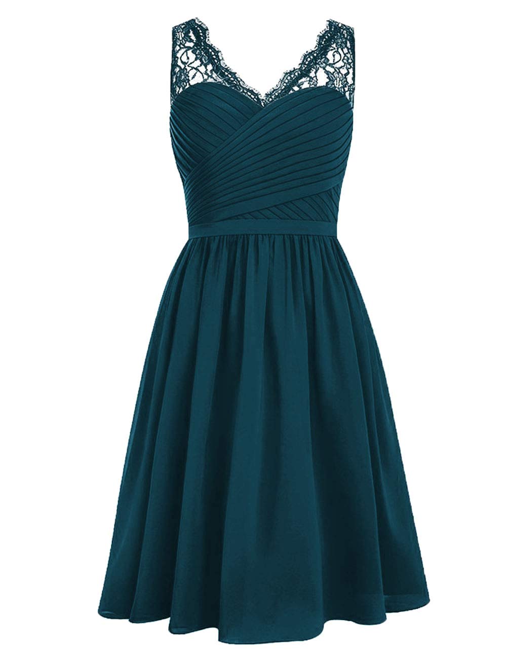Lace Bridesmaid Dress Short Prom Dresses Chiffon Formal Evening Gown