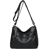 LassZone Women Crossbody Shoulder Bag Soft PU Leather Handbags Multi-Pocket Messenger Bag Waterproof Purse for Ladies