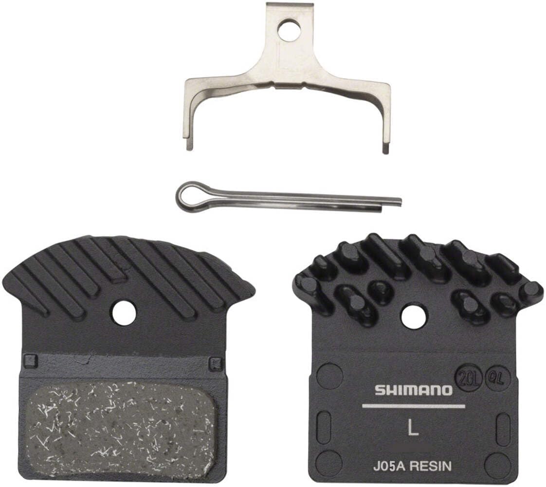 SHIMANO J05A-RF Disc Brake Pad and Spring - Resin Compound, Finned Aluminum Back Plate