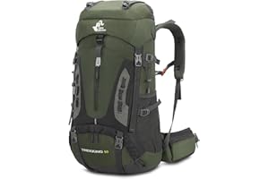 Bseash 60L Hiking Camping Backpack with Rain Cover, Waterproof Large Capacity Outdoor Sport Travel Daypack Climbing Touring (Army Green)