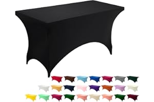 Utopia Kitchen Spandex Tablecloth 1 Pack [4FT, Black] 200 GSM Tight, Fitted, Washable and Wrinkle Resistant Stretch Rectangular Patio Table Cover for Event, Wedding & Banquet [48Lx30Wx30H Inch]