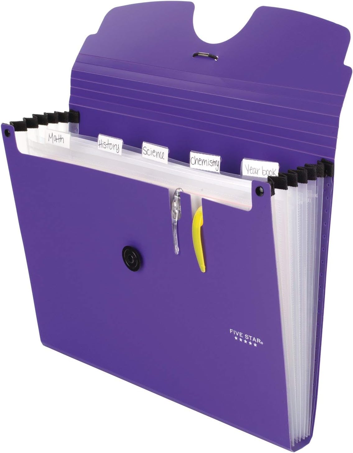 Five Star 6-Pocket Expanding File Organizer, Plastic Expandable Letter Size File Folders with Pockets, Home Office Supplies, Portable Paper Organizer for Receipts, Bills, Documents, Purple (72510) : Office Products