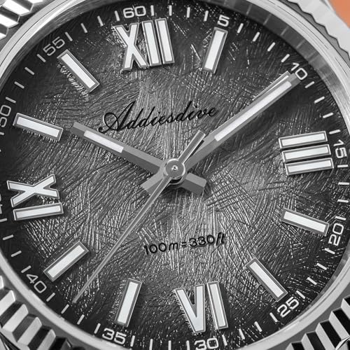 ADDIESDIVE 10.6 MM Luxury Watches for Men Women Roman Numerals Synthetic Sapphire VH Sweep Second Fluted Bezel Casual Wear Unisex Watch