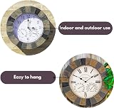 HomeZone Westminster 14" Garden Clock & Thermometer, Waterproof Slate view 6