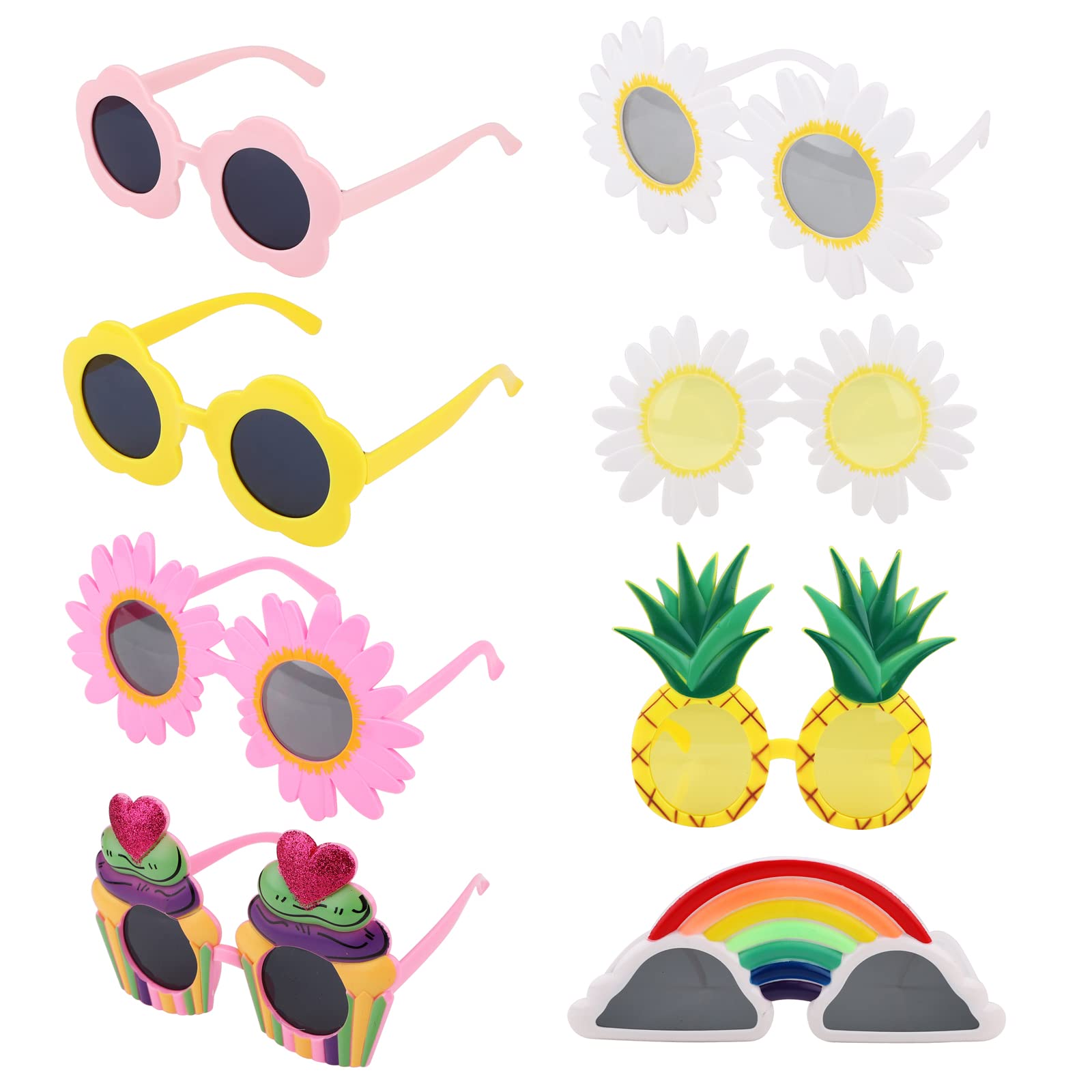8 Pcs Luau Party Glasses Funky Hawaiian Eyeglasses Novelty Funny Eyewear Costume Party Sunglasses Photo Props Party Supplies Decoration Holiday Wedding Costume Accessory Beach Party Decorations