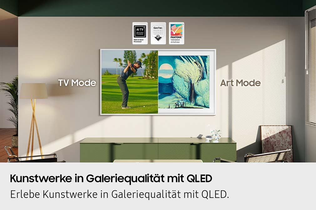 Samsung The Frame LS03F 4K QLED 65 Zoll (163 cm) UHD Fernseher, Modern Frame Design, NQ4 AI Gen2 Prozessor, Art Mode, Artful Picture Quality, One Connect Kabel, Samsung Vision AI Smart TV 7