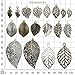52pcs Tree Leaf Charms Collection, Mix Hollow Filigree Leaves Charm Metal Pendant Supplies Findings for Jewelry Making (HM91)