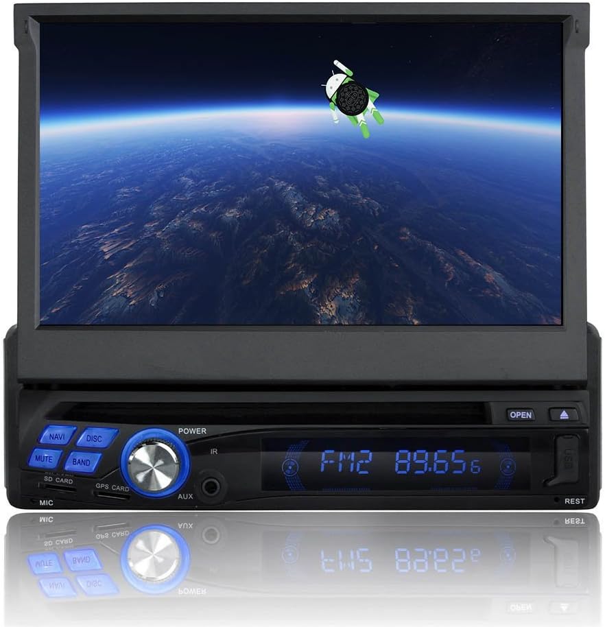 Belsee Aftermarket Android 7.0 Oreo Auto Single 1 Din Car Stereo Head Unit 7 inch Touch Dual IPS Screen Radio In Dash GPS Navigation Audio System Octa Core PX5 Ram 4GB Rom 32GB Wifi Bluetooth Receiver