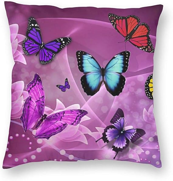 Utdestine Pillow Cases Multicolor Butterfly Decorative Throw Pillowcase