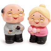 Cabilock 2Pcs Cake Decoration Table Ornaments Charming Old Man and Woman Figurines Loving Couple Cake Toppers for Wedding Birthday and Home Decor