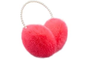 RONRONS Women Soft Plush Earmuffs Outdoor Warmers with Pearl Headband