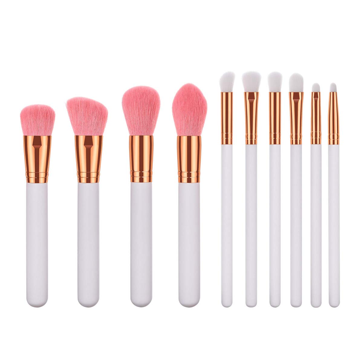 Lurrose 10 Pcs Professional Goat Hair Wooden Handle Makeup Set Eye Shadows Blush Portable Face Concealers Powder Blending Makeup