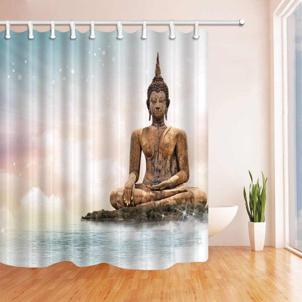 Amazon.de MMPTN ZenGarten Dekor Buddha Stein in Wasser Duschvorhang