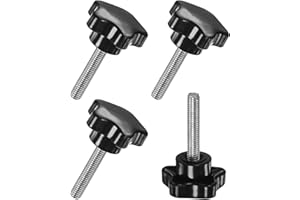 M METERXITY 4-Pack Star Clamping Knobs, M6x30mm Male Thread Hand Tightening Screw for Machinery/Electronic/Furniture/Umbrella Base, Machine Handle Replacement [Stainless Steel, Black]