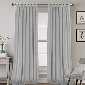 2 Pack Ultra Luxurious High Woven Linen Elegant Curtain Panels Light Reducing Privacy Panels Drapes, Tab Top Curtain Set, Extra Long 52x108-Inch, Dove