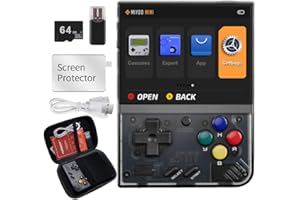 YIMIDO Miyoo Mini Plus Portable Game Console 3.5 Inch Retro Handheld Game Console Support 10,000+ Games, with Storage bag (Black 64G)