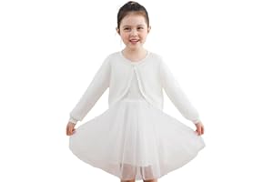 Madison Saturday Sparkle Cardigan for Girls,Long Sleeve Bolero Shrug W/ 2 Style Button, Open Front Cropped Knit Sweater 3-13Y