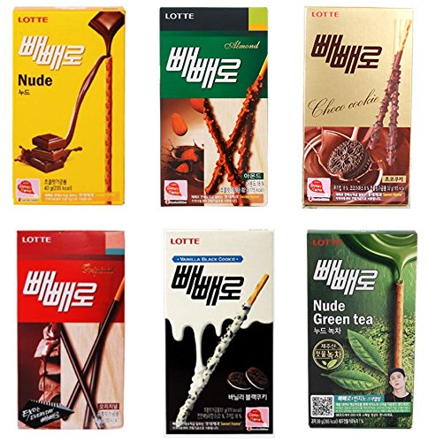 [Lotte] Pepero Variety Value Package 6 Flavors (6 packs) Chocolate Biscuit Sticks