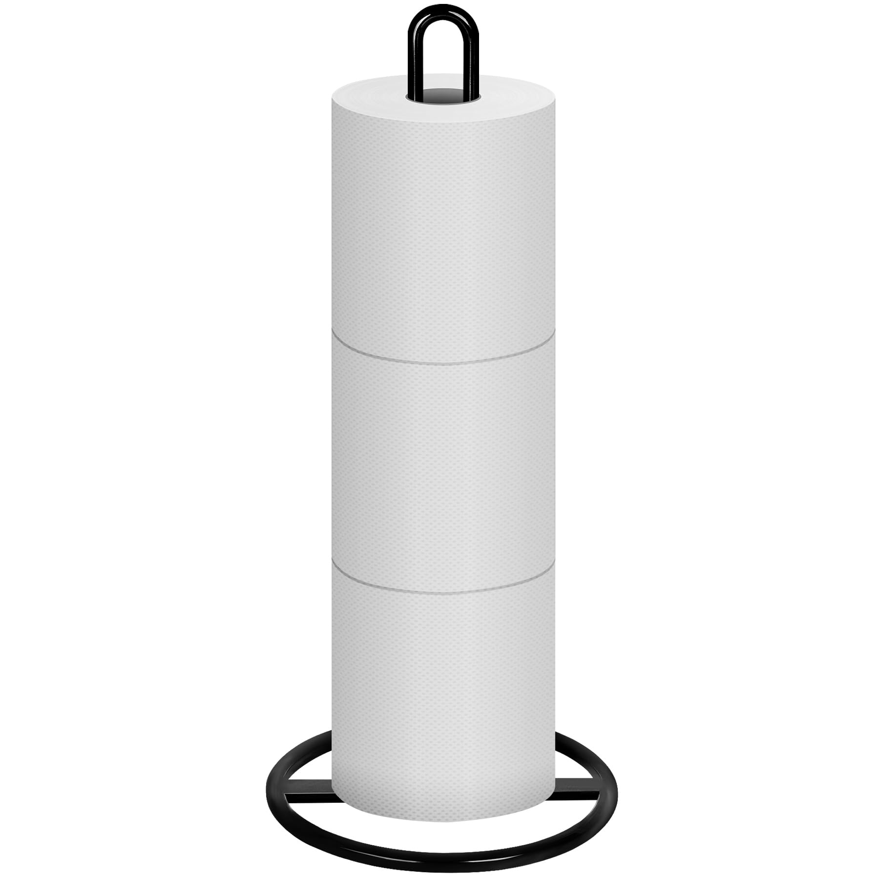 Toilet Roll Holder Free Standing, OBODING, Black Toilet Paper Holder Stand for Storing 3 Rolls of Toilet Papers (Black)