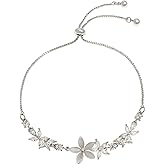 Frigotine Dainty Gold Silver Flower Star Bow Butterfly Bracelets for Women, Sparkly Adjustable Slider Chain Rhinestone Bracelet Wedding Prom Holiday Fashion Jewelry Gift