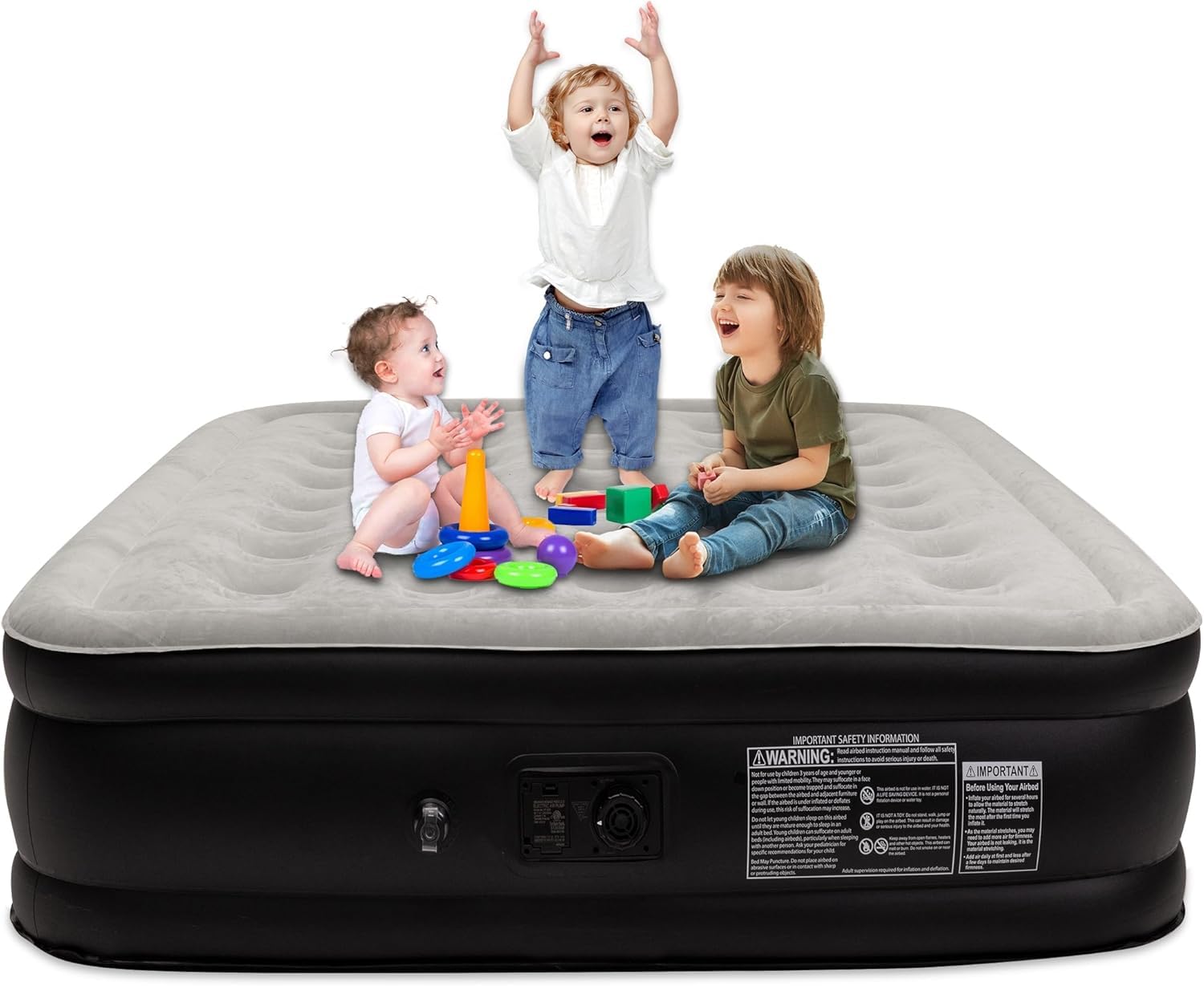 Photo 1 of Oqsonwu Air Mattress 16" Air Bed Queen with Built in Pump, Foldable Portable Queen Inflatable Mattress, 660 lbs Weight Capacity Blow Up Air-Mattress Suitable for Guests, Indoors and Camping