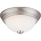 Minka Lavery 4960-84 Overland Park Flush Mount, 2-Light, 120 Total Watts, 13-in H x 6-in W, Brushed Nickel