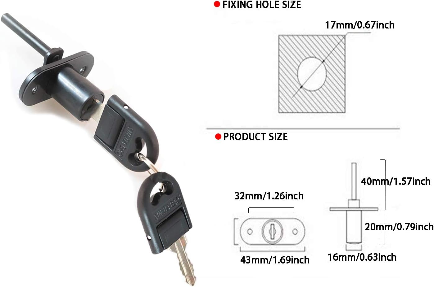 HOWDIA 2 Pcs Drawer Lock Cabinet Locks with Keys - Image 3