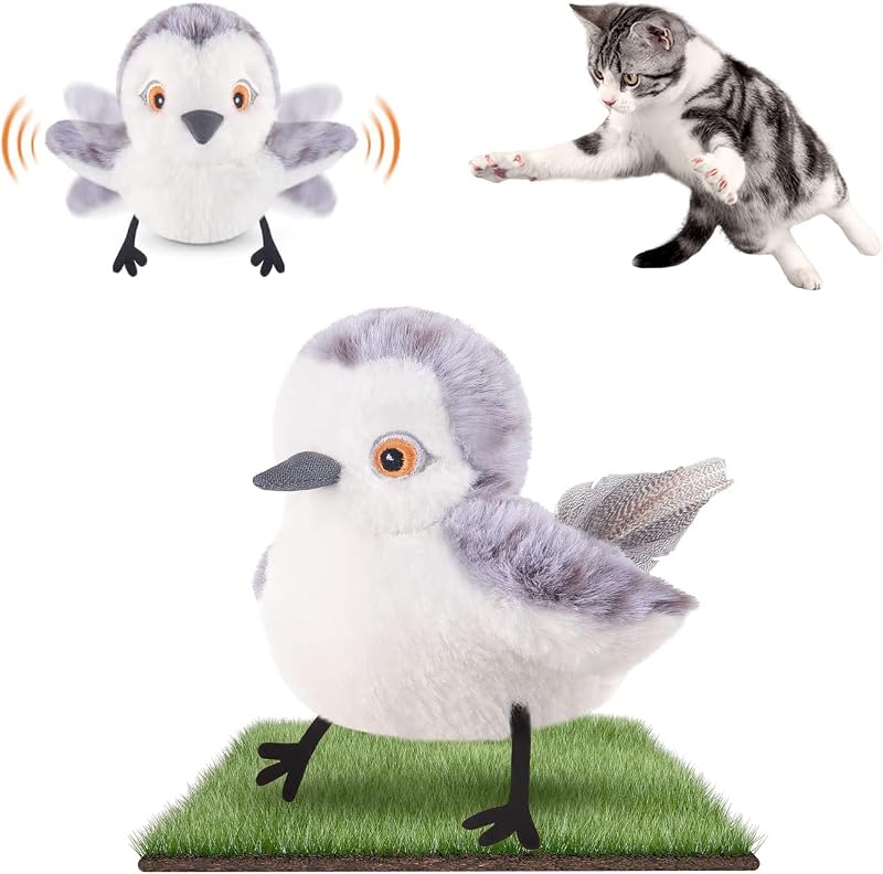 Migipaws Rechargeable Flapping Bird Cat Toy with USB Chargeable Sandpiper Chirp