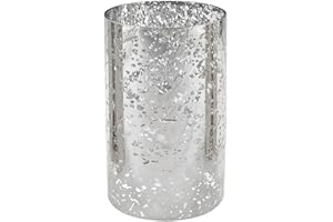 WGVI Hurricane Candle Holder Sleeve, W: 4", Ht: 6", Silver Speckled Glass Cylinder Open Both Ends, Chimney Tube Shade, 1 Piece