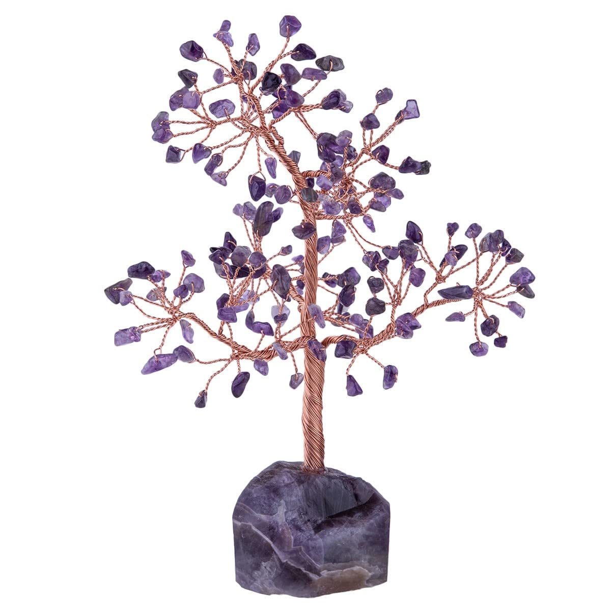 KYEYGWO Healing Crystal Tree on Amethyst Base, Fengshui Bonsai Money Tree House Decoration Room and Office Decor Desk for Good Luck and Wealth, 6.7''-8.6'' Amethyst
